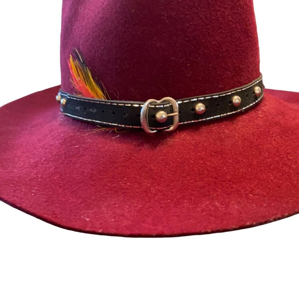 Smithbilt Hat Fedora made in Calgary Canada Burgundy Western Cowboy Size 6 5/8" - Picture 3 of 8
